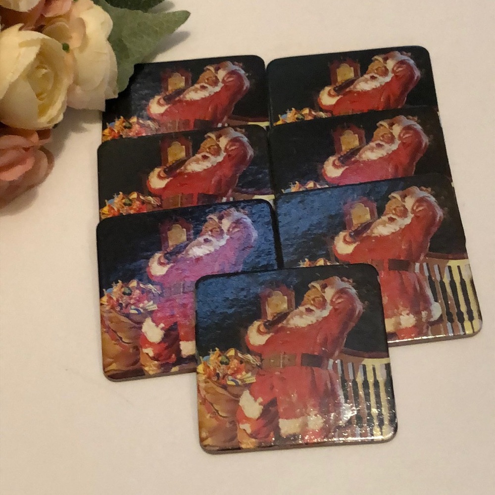 Coca Cola Santa Claus Coasters 1999 Santa Drinking Coke drink coasters VTG